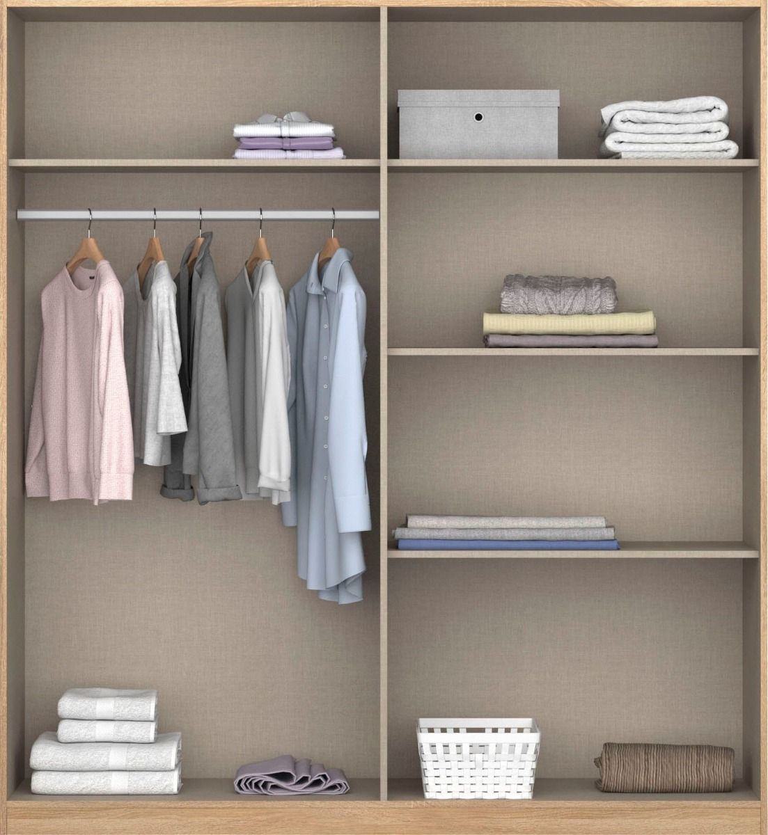 Oakwood Rauch Celle High Gloss White 4 Door Hinged Combi Wardrobe