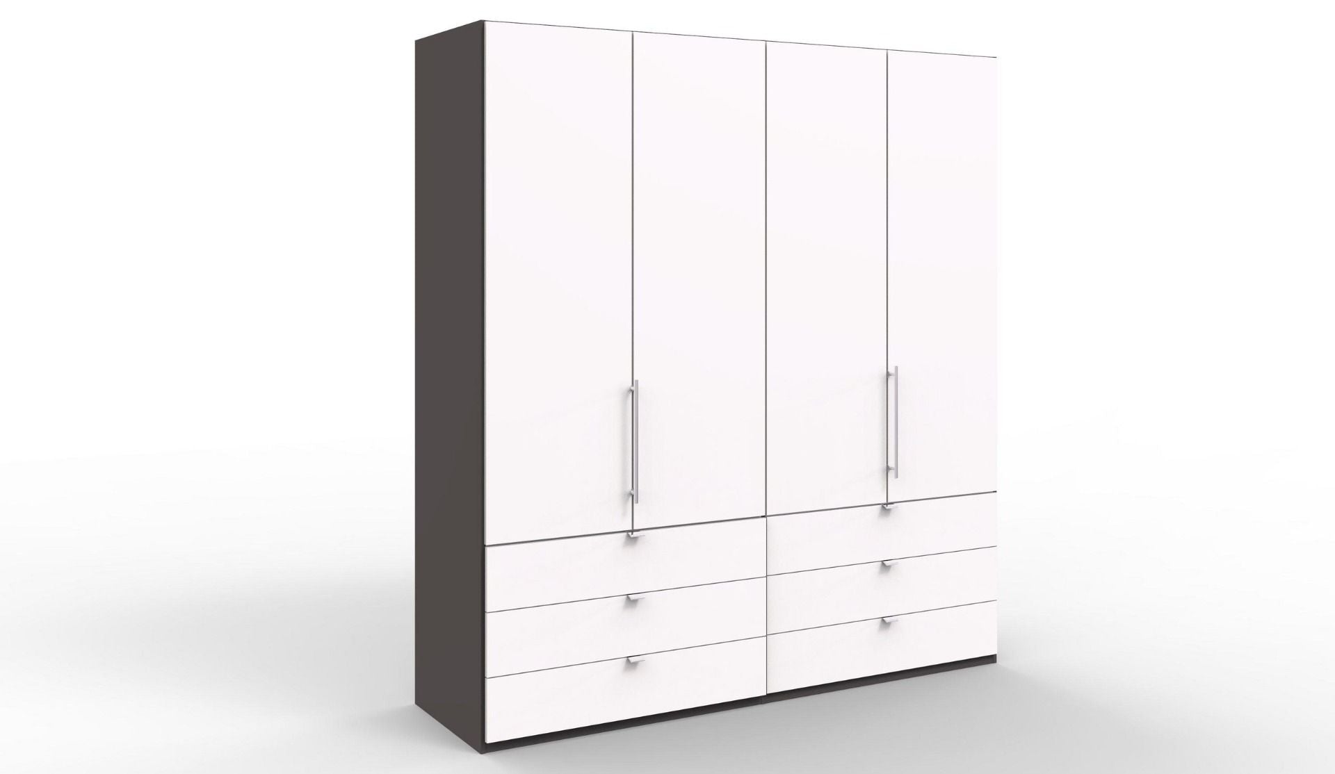 Oakwood Wiemann Loft White Glass Front 200CM Bi-Folding Doors Wardrobe With Drawers