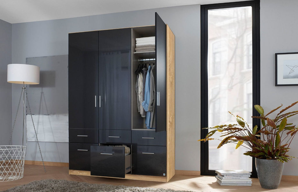 Oakwood Rauch Celle 3 Door 6 Drawer Hinged Door Combi Wardrobe
