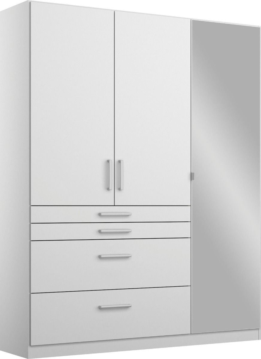 Oakwood Homburg Metallic Grey High Gloss White 3 Door Combi Wardrobe