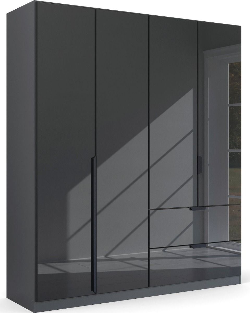 Oakwood Rauch Basalt Glass Modern Quadra Spin 4 Door Combi 181CM Wardrobe