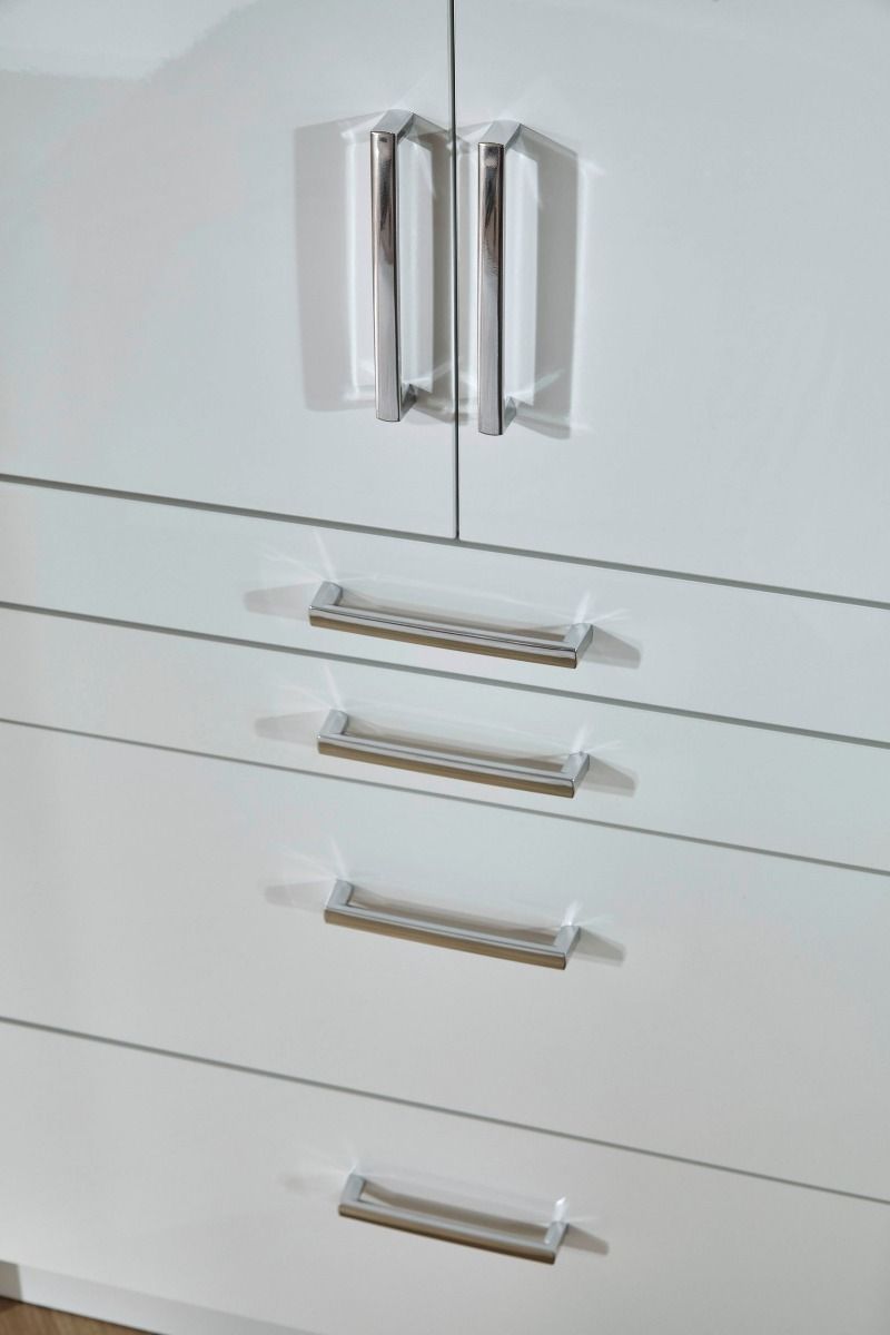 Oakwood Rauch Homburg Metallic Grey and High Gloss White 4 Door Wardrobe