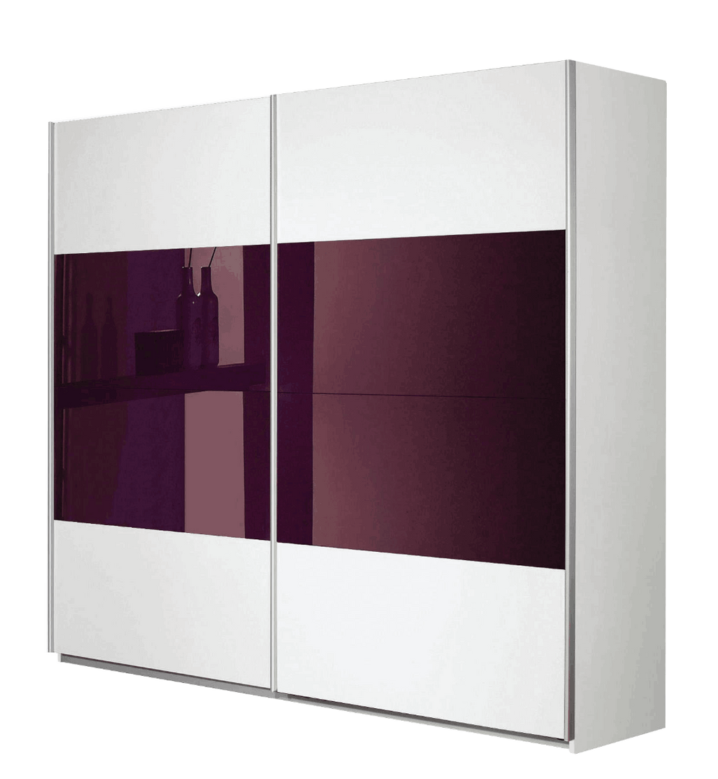 Oakwood Rauch Quadra Glass Blackberry Sliding Door Wardrobe