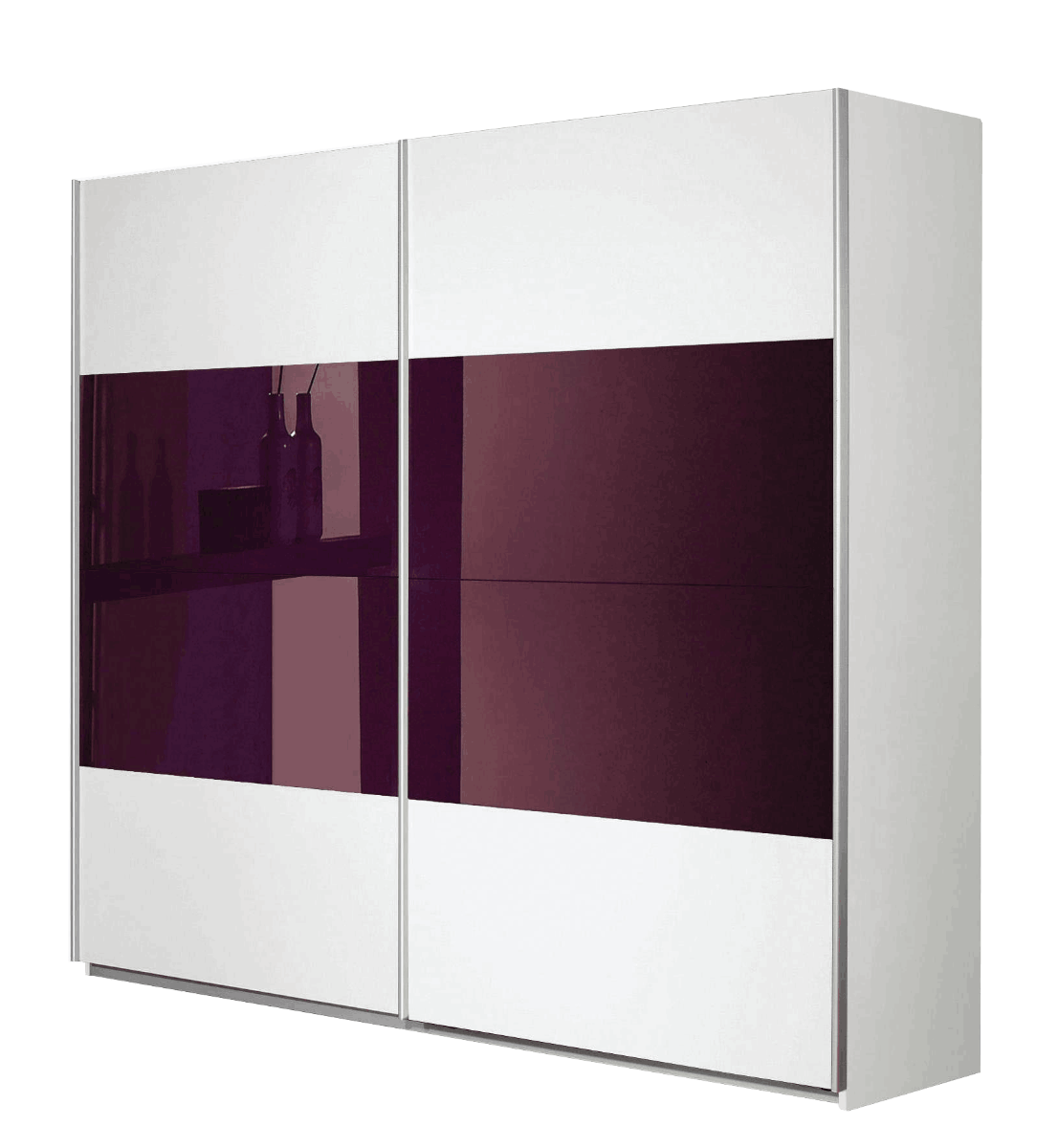 Oakwood Rauch Quadra Glass Blackberry Sliding Door Wardrobe