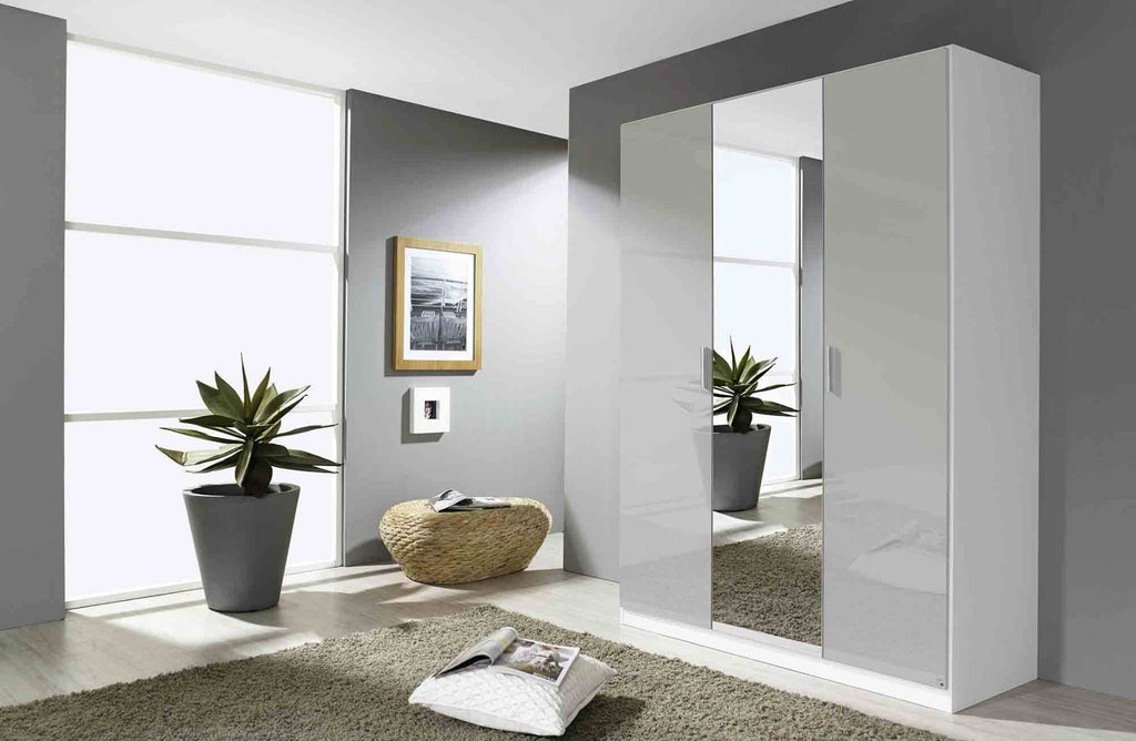 Oakwood Rauch Stuttgart Soft Grey Front 3 Door Hinged Wardrobe W136 x H210CM
