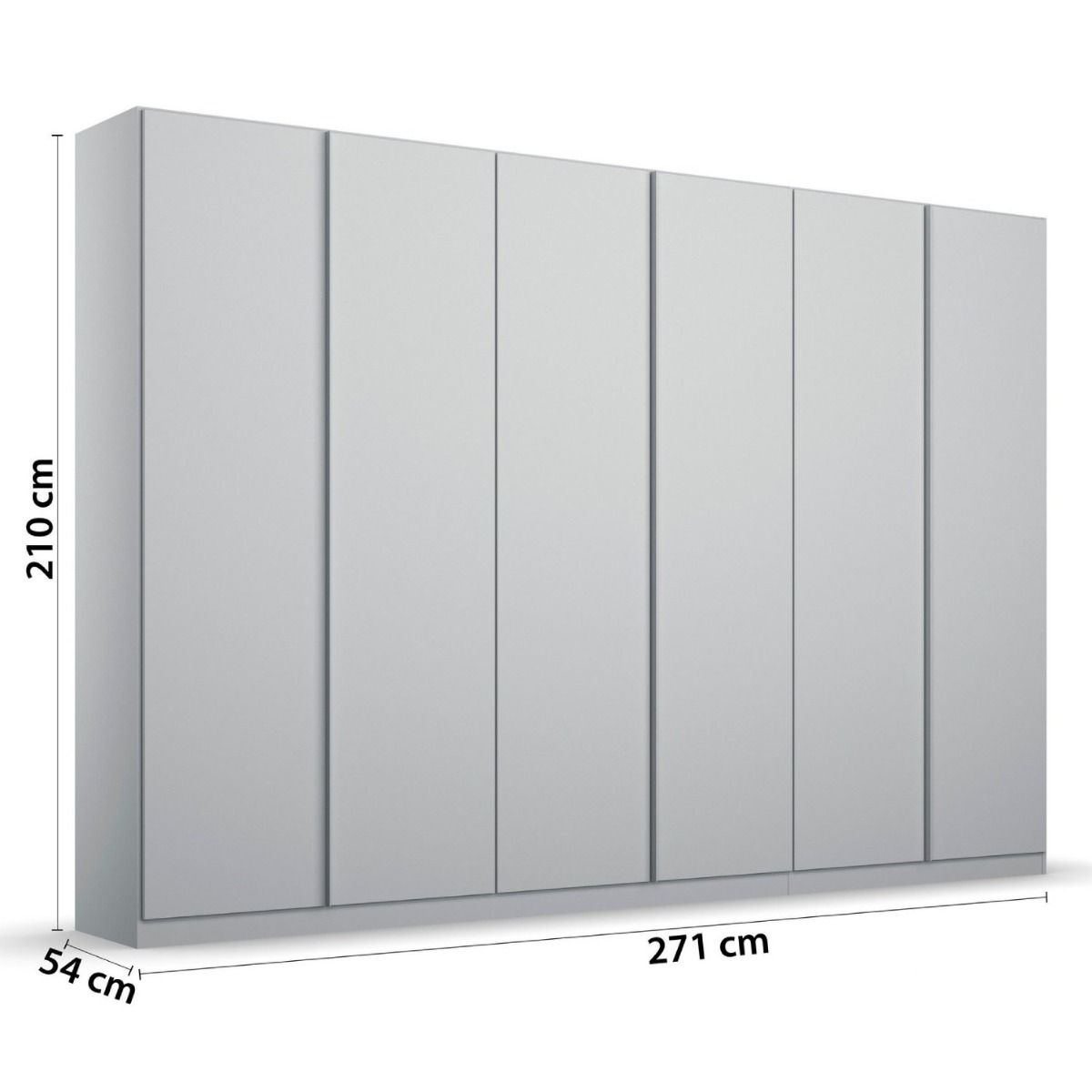 Oakwood Rauch Monostar Silk Grey 6 Door Hinged Wardrobe W271CM