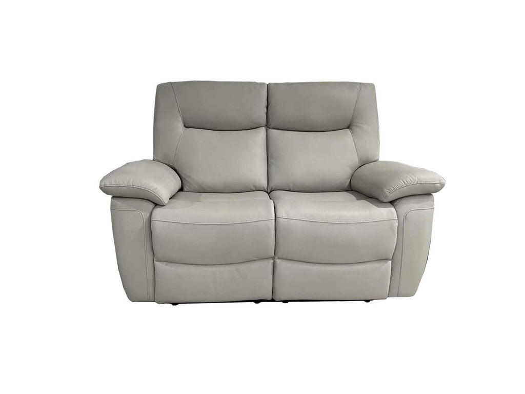Oakwood Lucie 2 Seater Pearl Grey Leather Power Recliner Sofa