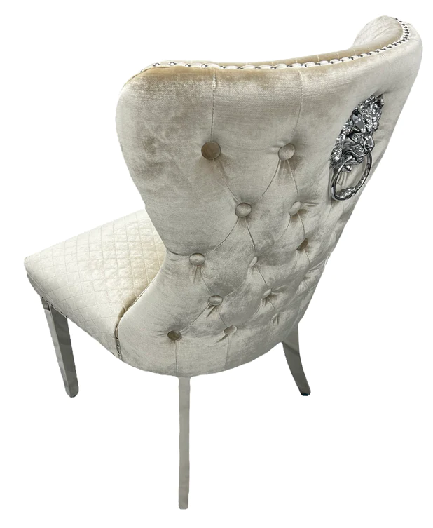 Oakwood Lewis Mink Lion Knockerback Plush Velvet Dining Chairs