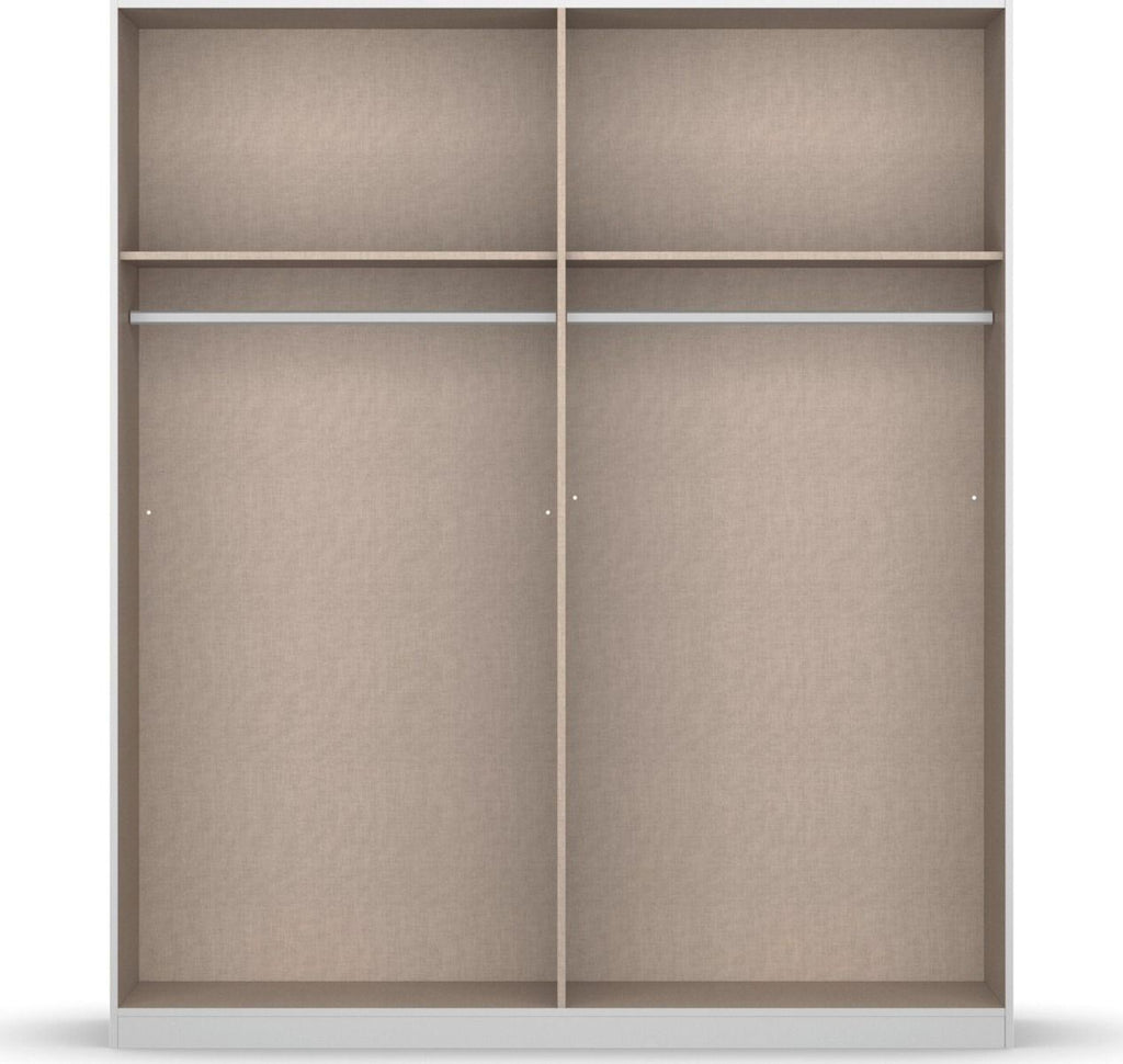 Oakwood Rauch Lamella White Revolving Door Wardrobe With Mirror