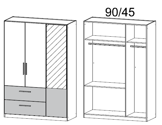 Oakwood Rauch Alvor 3 Door Alpine White Combi Mirrored Wardrobe
