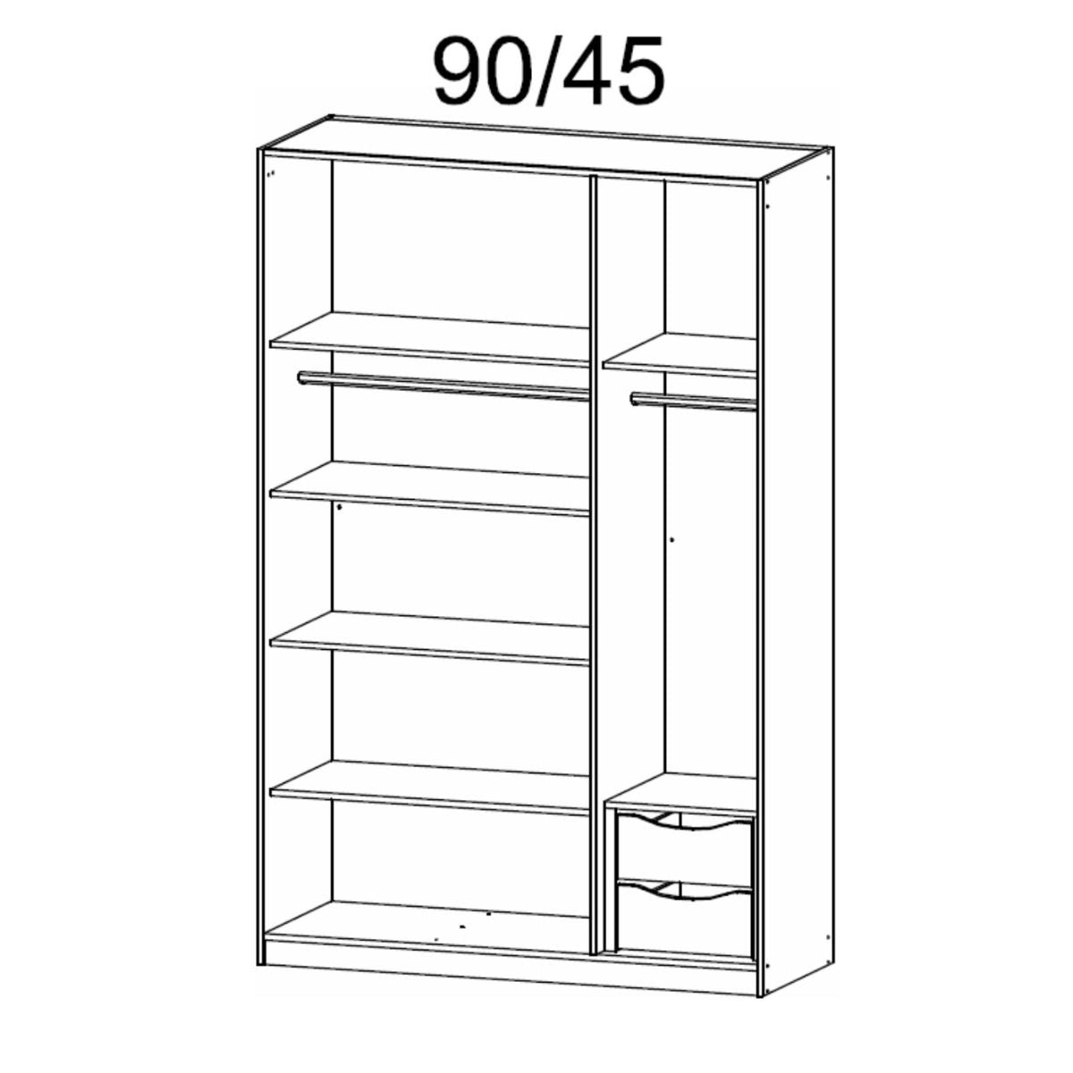 Oakwood Rauch Stuttgart Soft Grey Front 3 Door Hinged Wardrobe W136 x H210CM