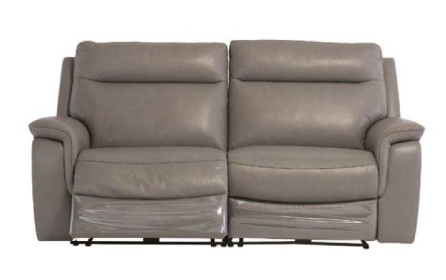 Oakwood Ancona Grey Leather Electric Recliner Sofa