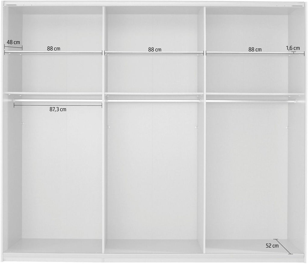 Oakwood Rauch Oracle Artisan Oak 3 Door Full Mirror Sliding Wardrobe 203CM