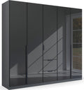 Oakwood Rauch Bassalt Glass Modern Quadra Spin 5 Door Combi 226CM Wardrobe