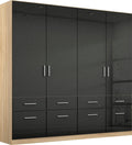 Oakwood Rauch Celle High Gloss Soft Grey Front Hinged Door Combi Wardrobe