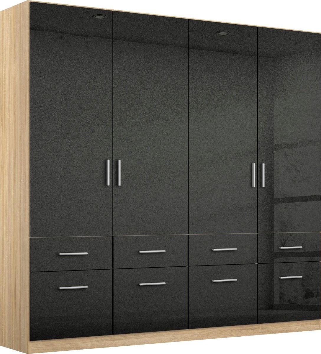 Oakwood Rauch Celle High Gloss Soft Grey Front Hinged Door Combi Wardrobe