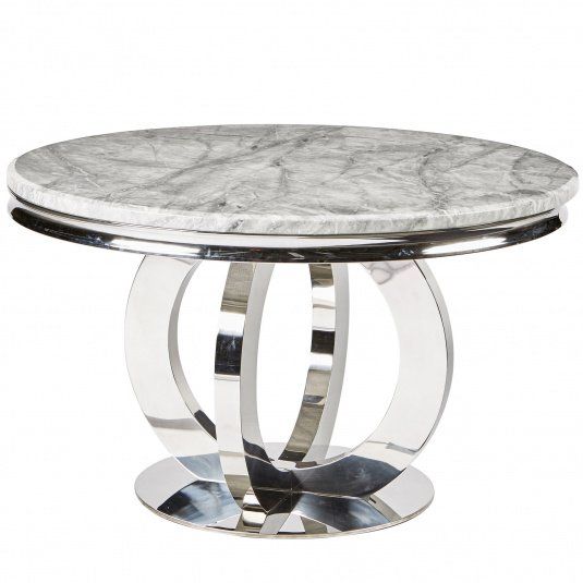 Oakwood Oracle 130cm Round Grey Marble Dining Table