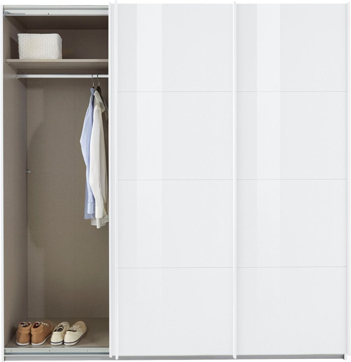 Oakwood Rauch Kulmbach White High Gloss 3 Sliding Door Wardrobe 203CM Wide
