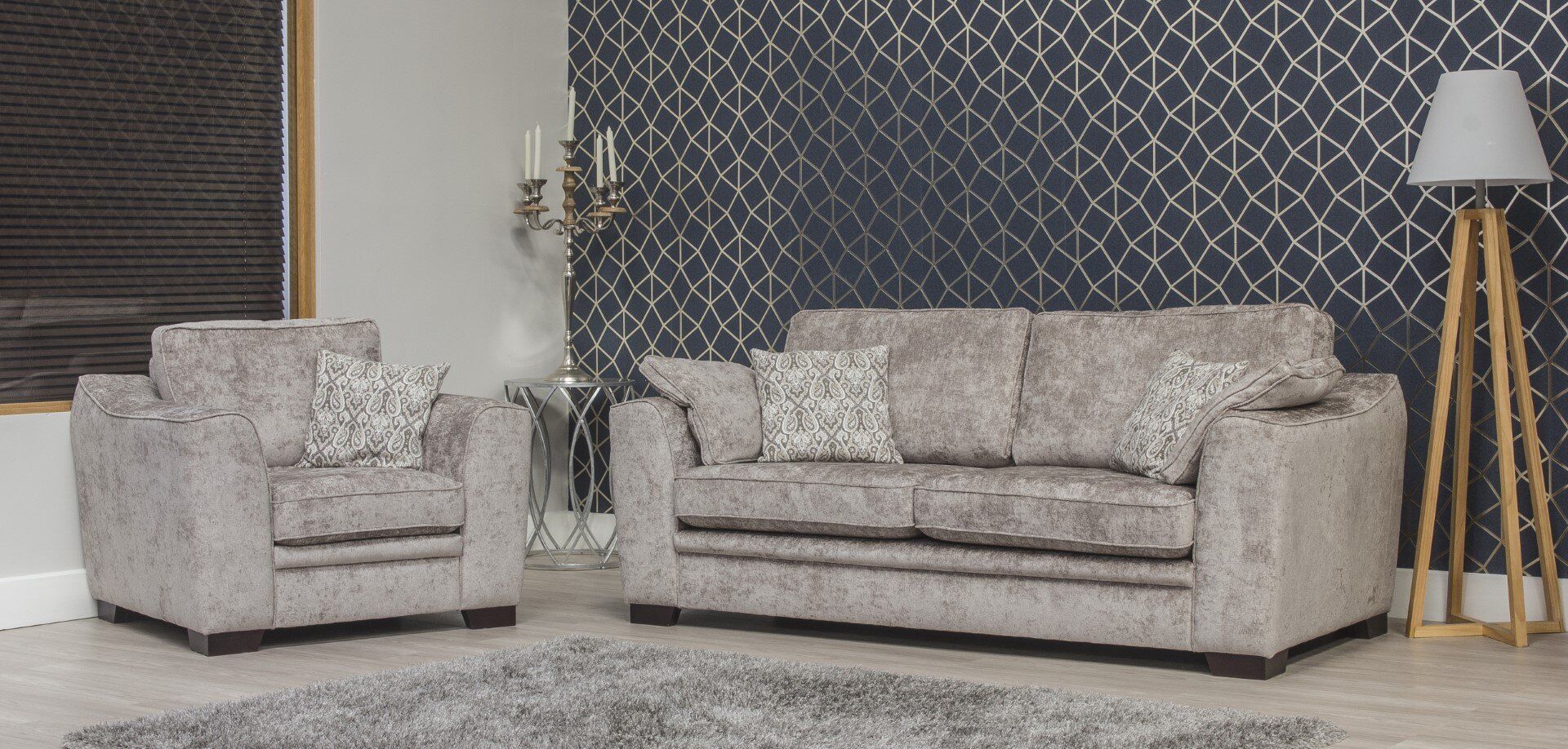 Oakwood Napoli Fabric Upholstered 3 Seater Sofa