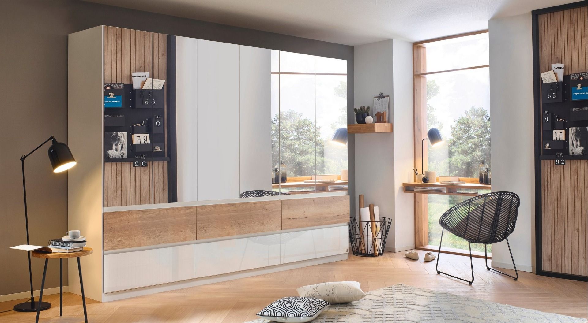 Oakwood Rauch Winnipeg Alpine White 6 Door 6 Drawers Wardrobe - Mirror Doors