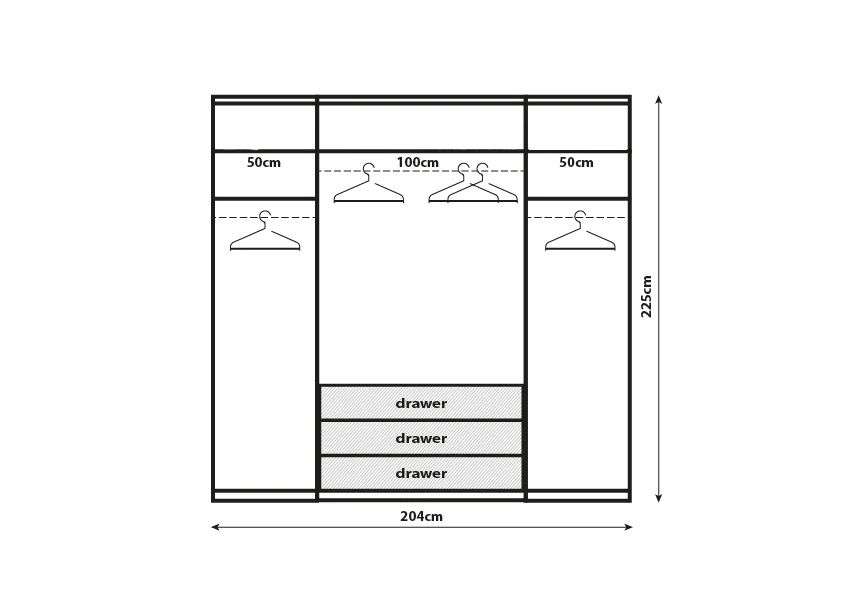 Oakwood Rauch Erimo Style1 White & Silk Grey Glass Bi-Folding Doors Combi Wardrobe 204CM