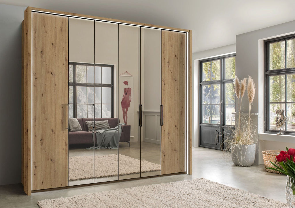 Oakwood Wiemann Monaco 1000 Wardrobe With 6 Hinged & Mirror Doors