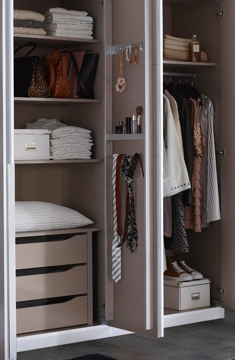 Oakwood Rauch Bellezza High Gloss White and Grey 4 Door Hinged wardrobe