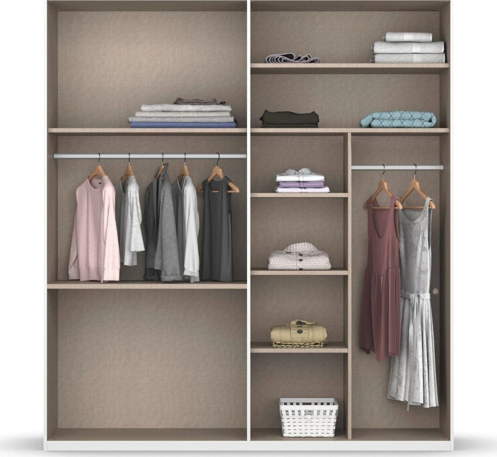 Oakwood Rauch Montclar 4 Door Hinged Combi High Gloss White Wardrobe with Premium Interior