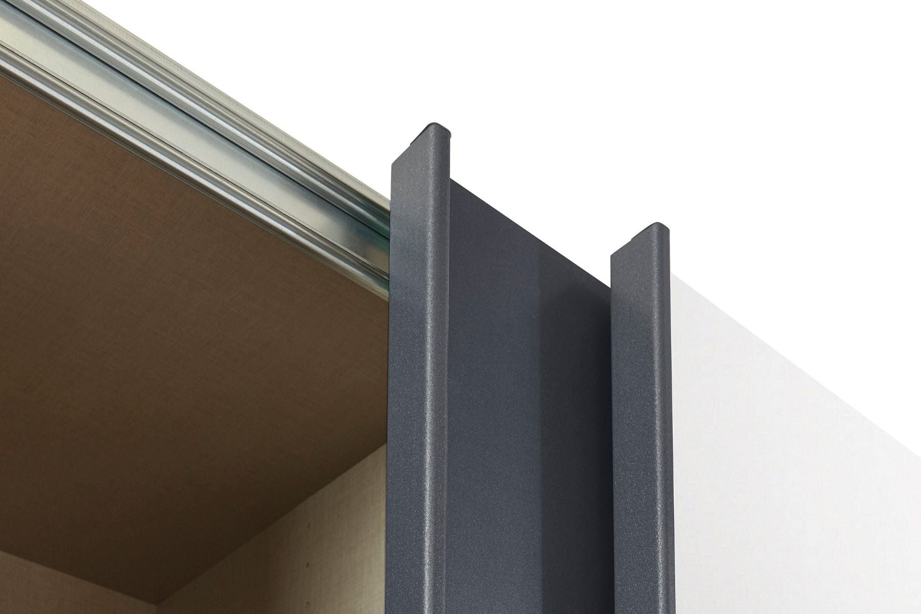 Oakwood Rauch Quadra 3 Sliding Door Wardrobe With Metallic Grey and Mirror Front 315CM