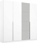 Oakwood Rauch Bellezza High Gloss White and Grey 4 Door Hinged wardrobe