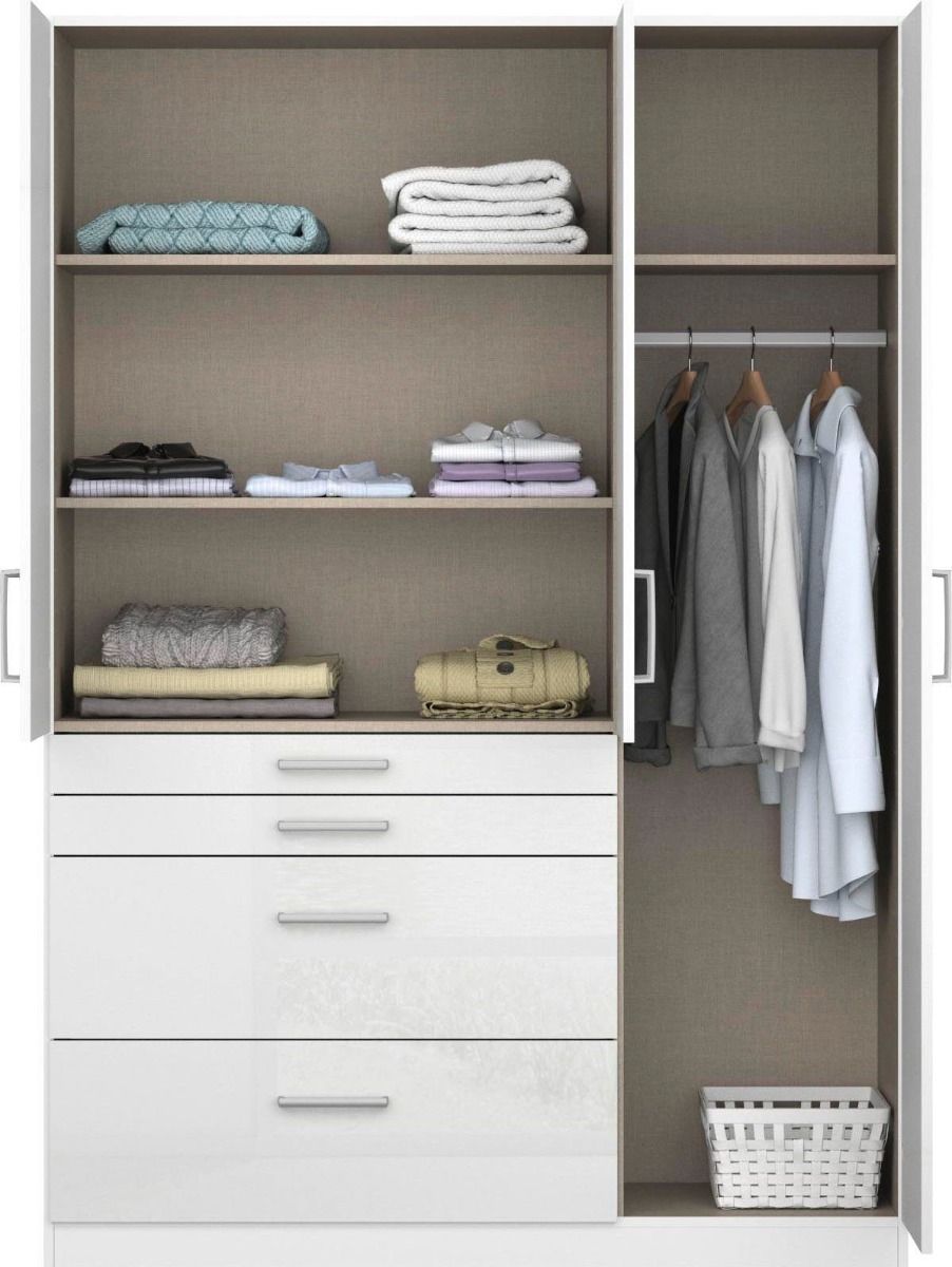 Oakwood Homburg Metallic Grey High Gloss White Extended Height 3 Door Combi Wardrobe