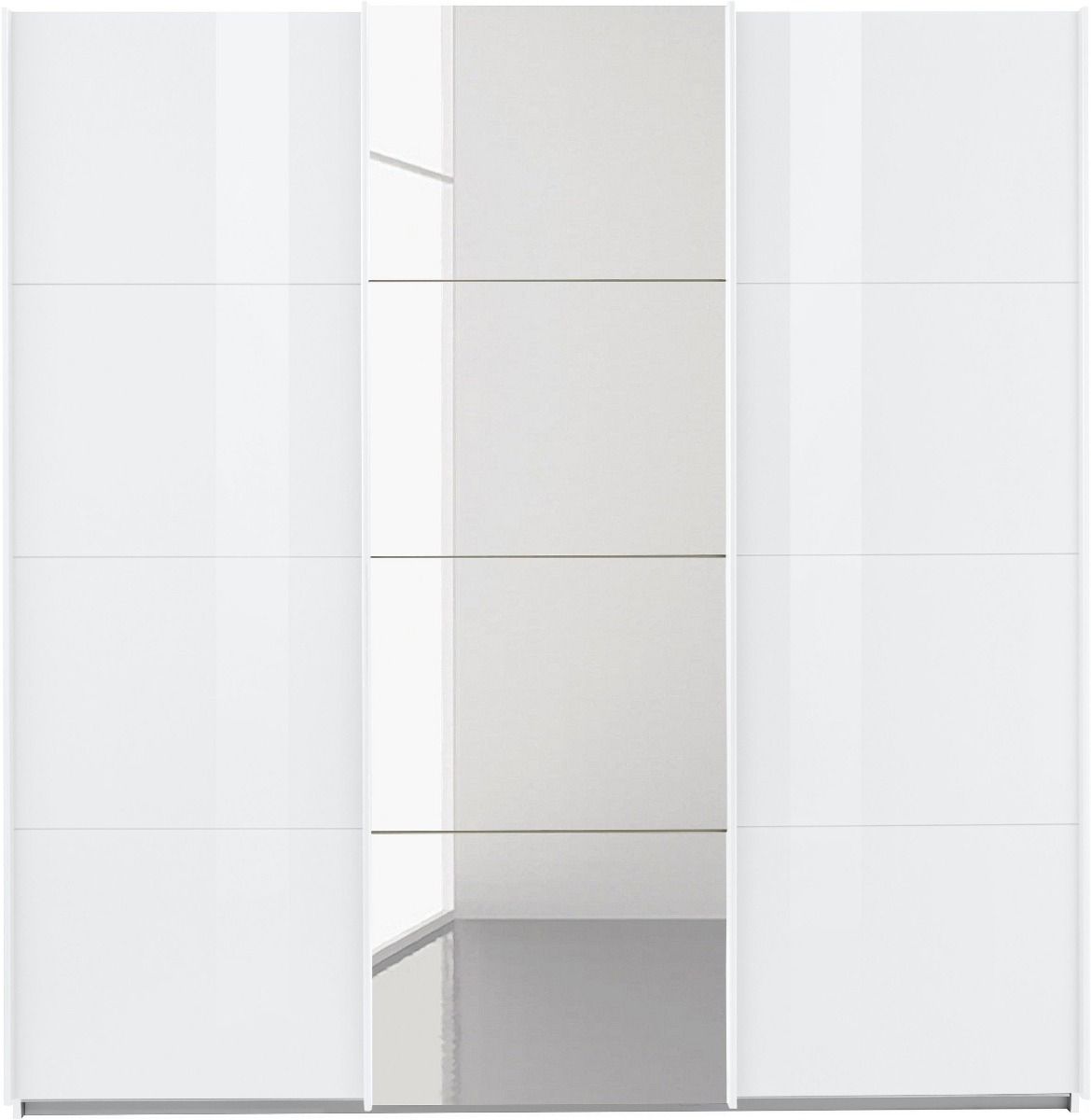 Oakwood Rauch Kulmbach White High Gloss & Mirror 3 Sliding Door Wardrobe 203CM Wide
