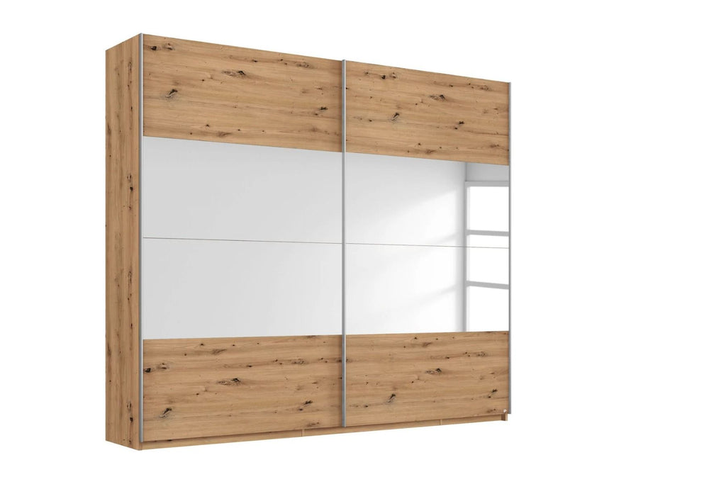 Oakwood Rauch Tarabo Artisan Oak and Mirror Front Sliding Door Wardrobe