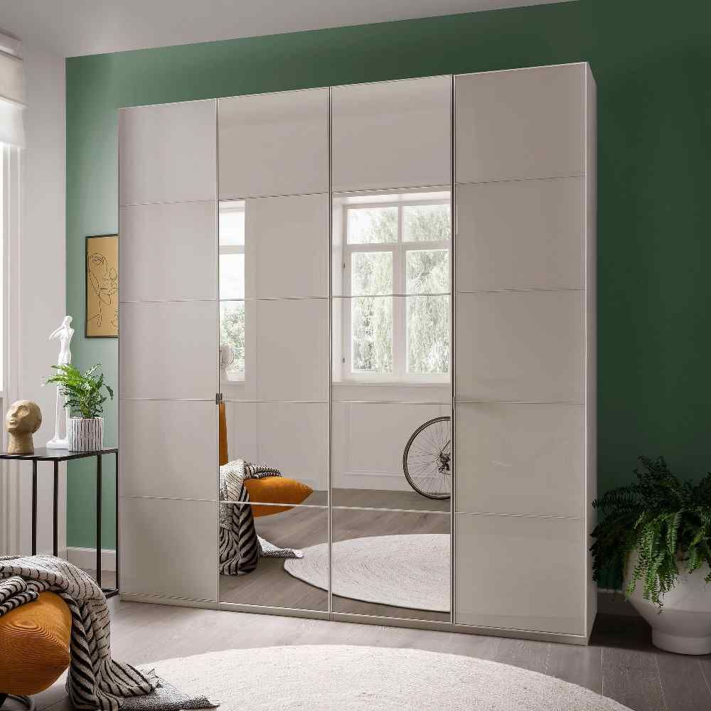 Oakwood Wiemann Quito Champagne and Champagne Glass With Mirror 4 Door Wardrobe - 200CM