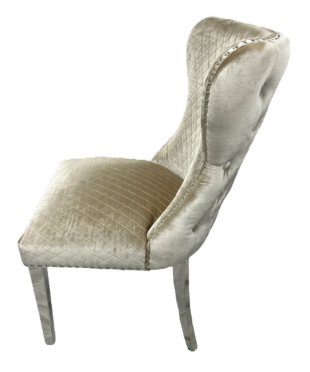 Oakwood Lewis Mink Lion Knockerback Plush Velvet Dining Chairs