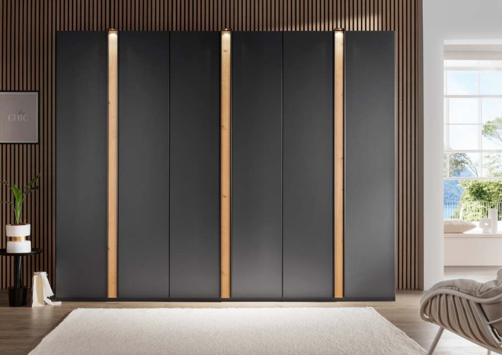 Oakwood Wiemann Lagos Graphite With Bianco Oak Front Hinged Door Wardrobe