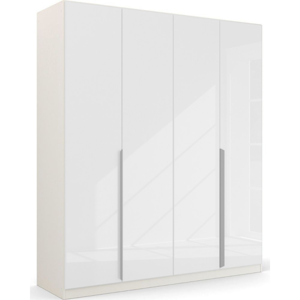 Oakwood Rauch White Glass Modern Quadra Spin 4 Door Hinged 181CM Wardrobe