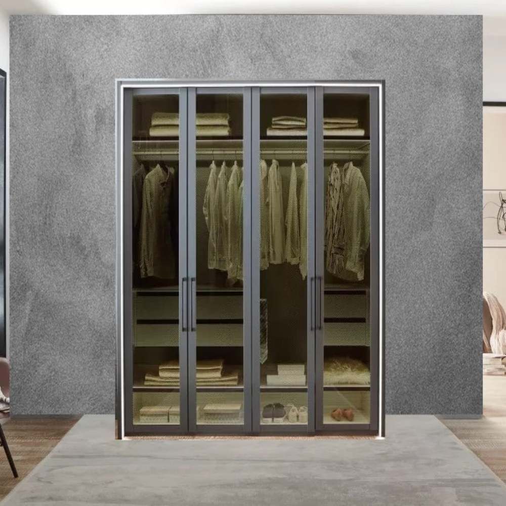 Oakwood Wiemann Split 4 Door Transparent Glass Wardrobe