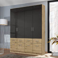 Oakwood Rauch Celle Extra High Polish Effect Grey 4 Door Hinged Combi Wardrobe