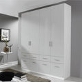 Oakwood Rauch Celle High Gloss Soft Grey Wardrobe With Drawers
