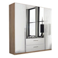 Oakwood Rauch Essensa Sonoma Oak High Polish White Hinged Wardrobe