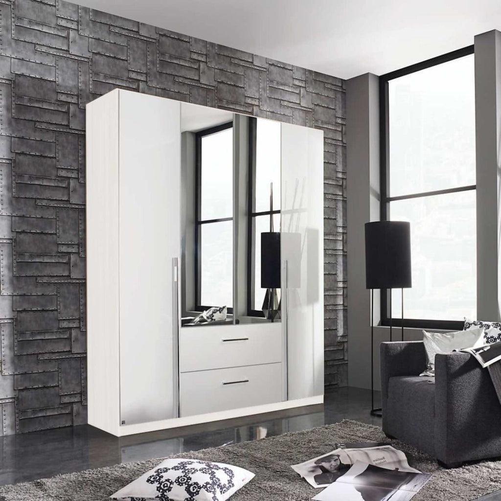 Oakwood Rauch Essensa Alpine White High Polish White Hinged Wardrobe