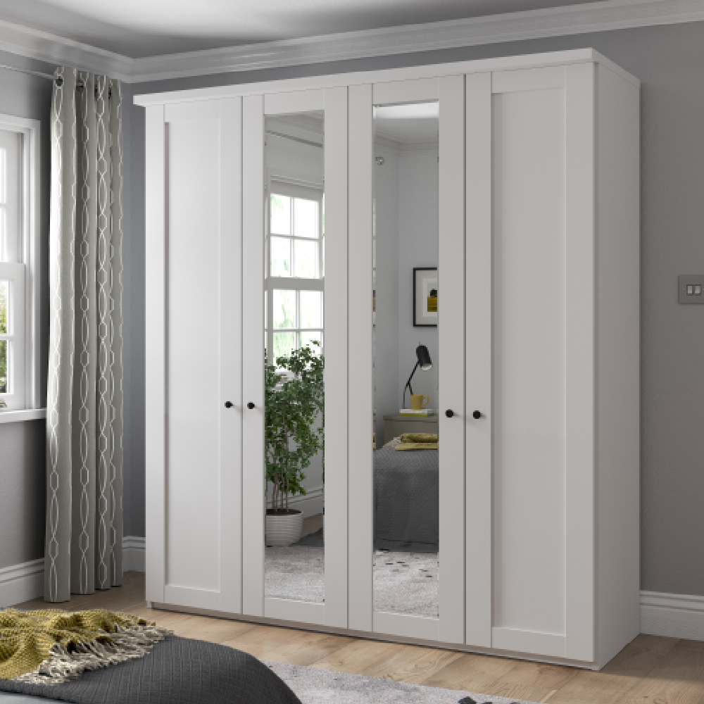 Oakwood Wiemann Linate Hinged Door Mirrored Wardrobe with Cornice