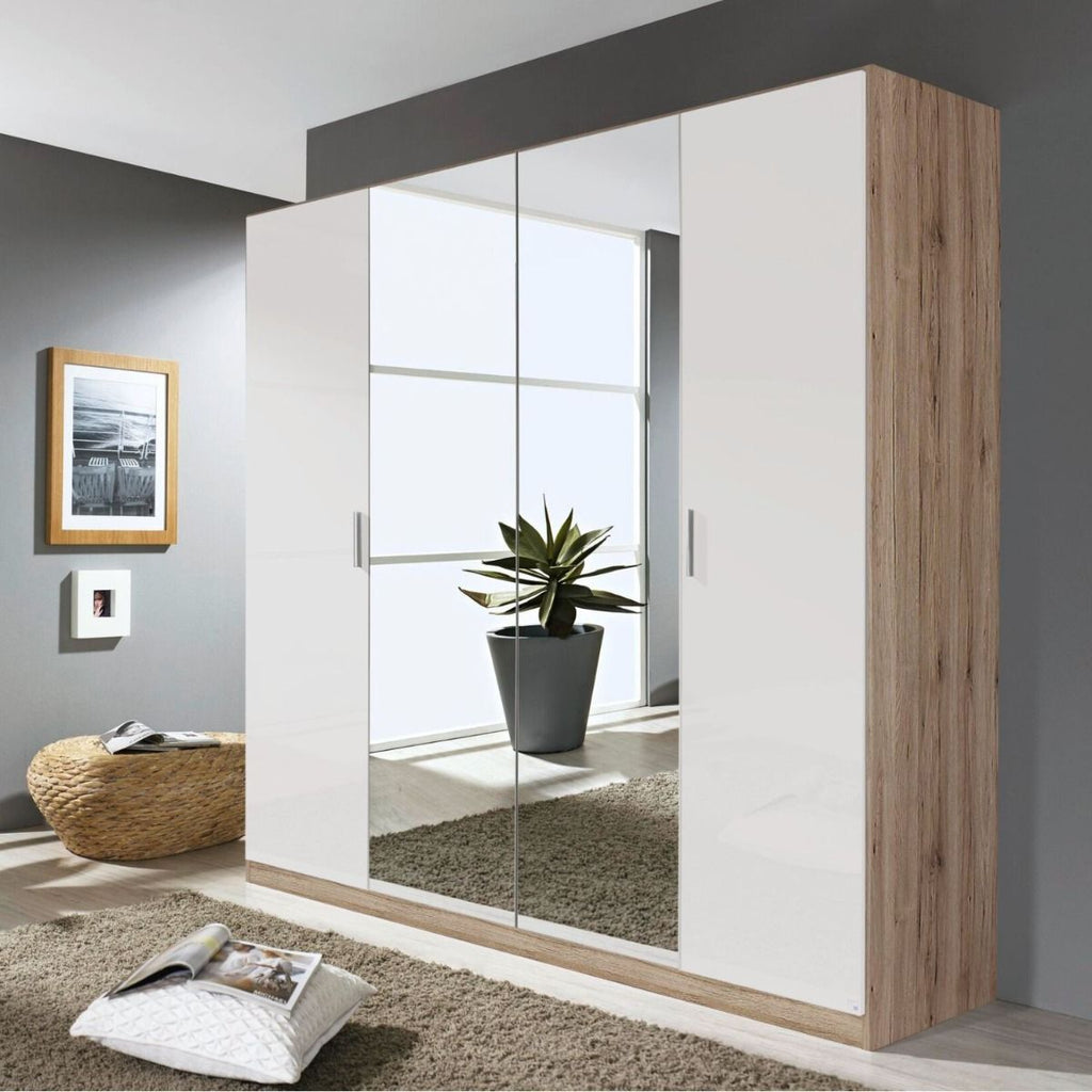Oakwood Rauch Stuttgart Artisan Oak 4 Door Hinged Wardrobe With Premium Interior