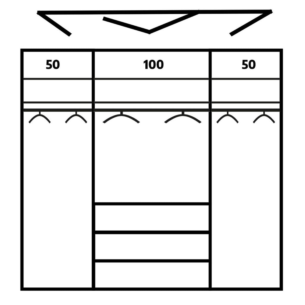 Oakwood Rauch Erimo Style 1 Oak & White Glass Bi-Folding Doors Combi Wardrobe