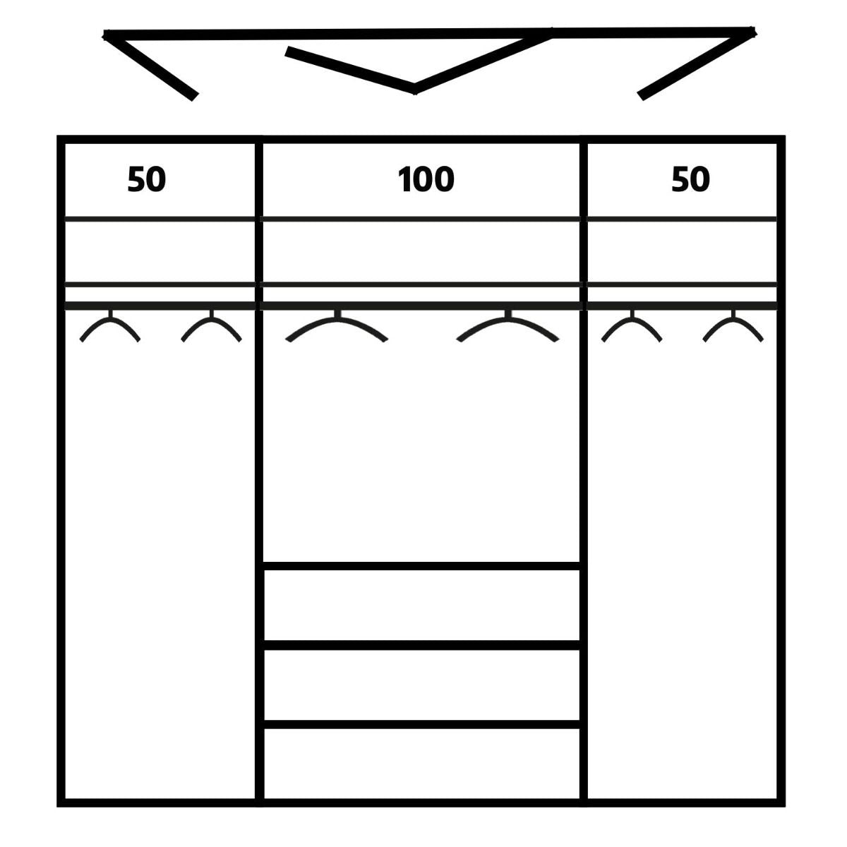 Oakwood Rauch Erimo Style 1 Oak & White Glass Bi-Folding Doors Combi Wardrobe
