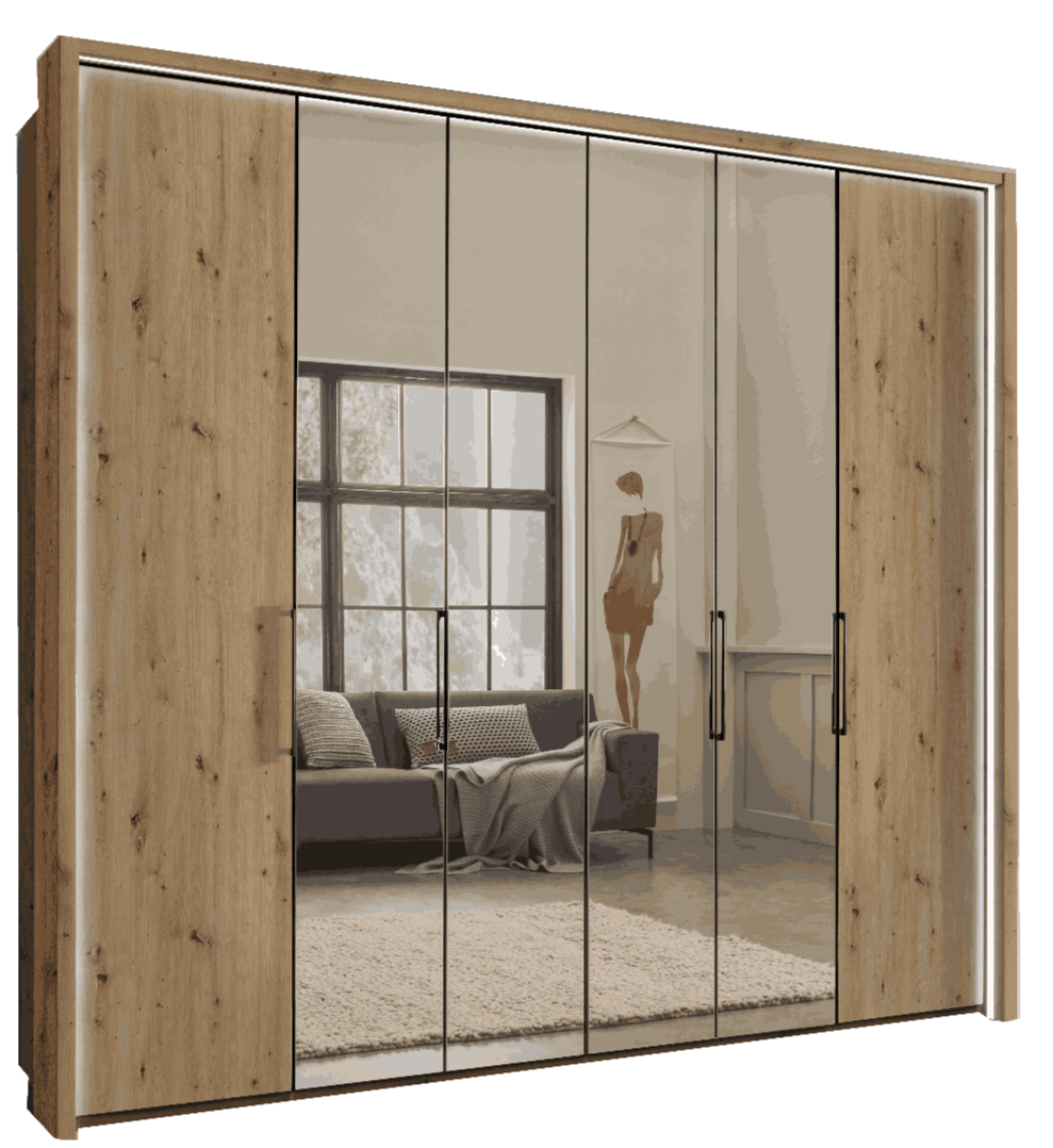 Oakwood Wiemann Monaco 1000 Wardrobe With 6 Hinged & Mirror Doors