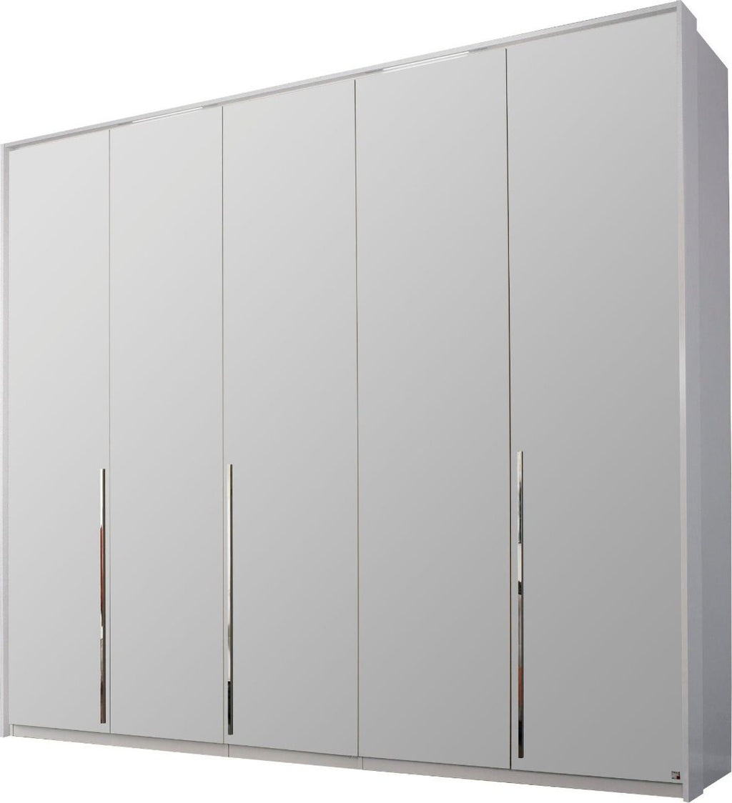 Oakwood Rauch Montclar 5 Door Hinged High Gloss White Wardrobe with Premium Interior