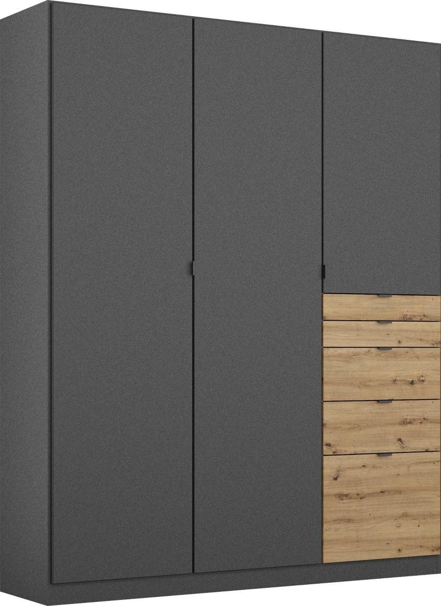 Oakwood Rauch Ontario Metallic Grey 3 Door Combi Hinged Wardrobe