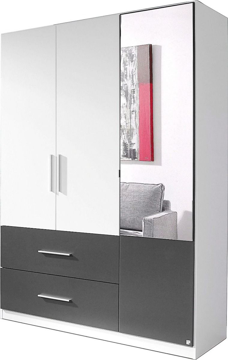 Oakwood Rauch Alvor 3 Door Alpine White Combi Mirrored Wardrobe